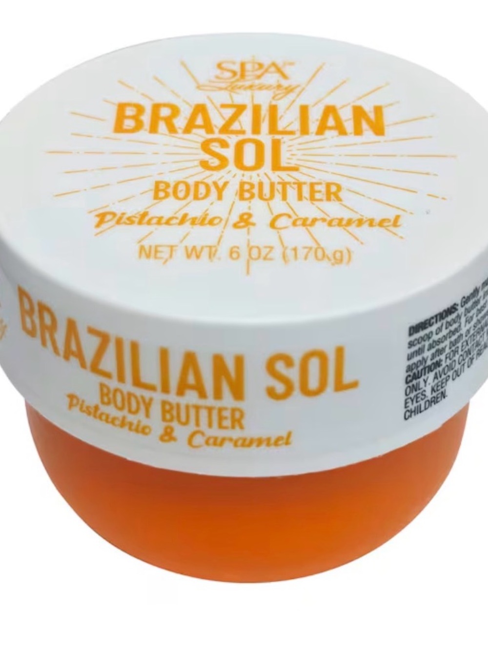 Brazilian Sol Pistachio & Caramel Body Butter — White & Orange